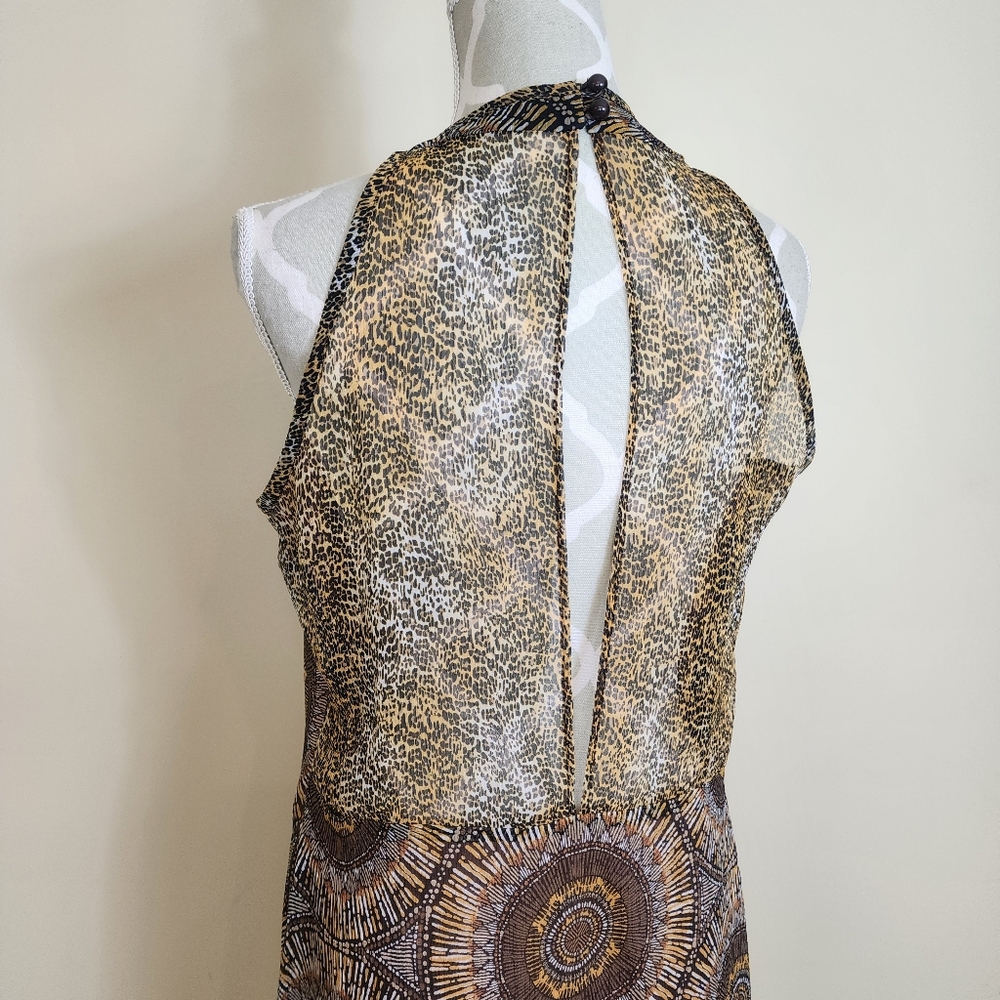 Vintage Joseph Ribkoff Layered Dress Size 10 Tribal Cheetah Print Brown - Picture 4 of 15
